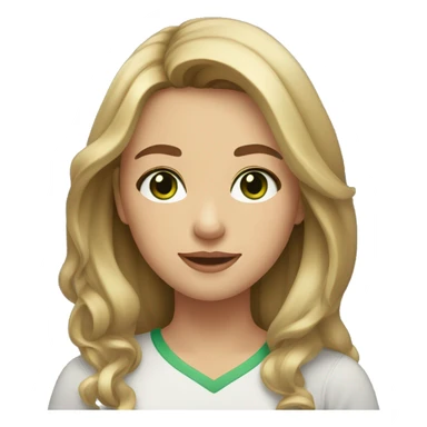 Girl with a round face dark green eyes and mid length hair brown hair with small blonde highlights  sticker