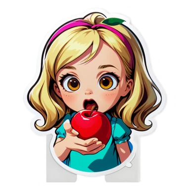 Emma biting apple sticker