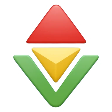 basic color shapes stacked: red circle on blue square, yellow triangle on green rectangle sticker