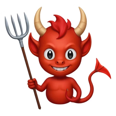a Red devil, Small red imp holding pitchfork, tail curled sticker