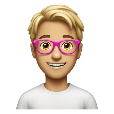 smiling boy in stylish pink glasses sticker