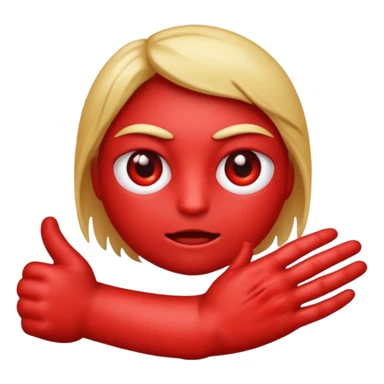 emoji con cara de enojado de color rojo con un brazo amenazando sticker