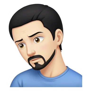 Man with black hair and goatee with neck bent over in pain sticker