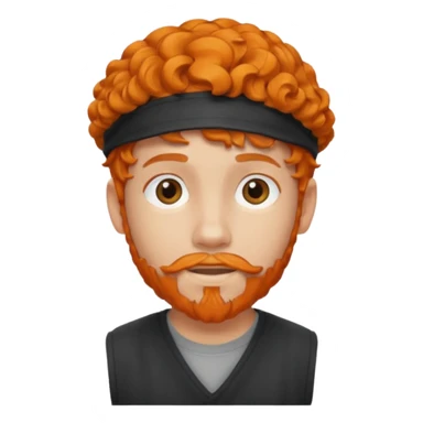A boy with a backward cap, curly orange hair, and a goatee sticker