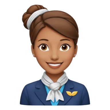  flight attendant, Light Brown skin, brown hair in a bun, neck scarf sticker