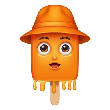 orange popsicle with eyes and hat sticker