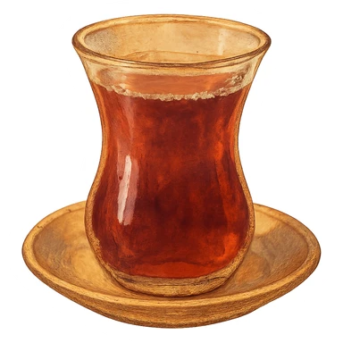 ghibli style, warm colors, çay in a tulip glass sticker