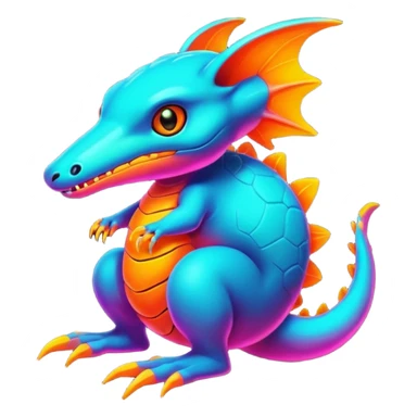 futuristic lush warm-colored neon Fakémon-Vernid-creature sticker