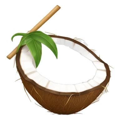 Coconut with straw for coconut water sticker