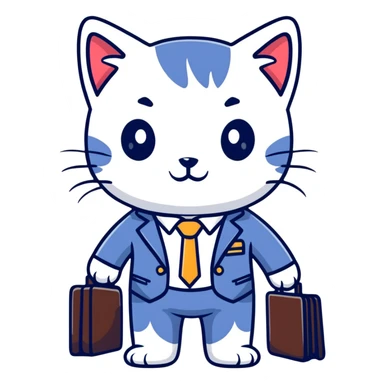 kitten in a suit holding a briefcase sticker