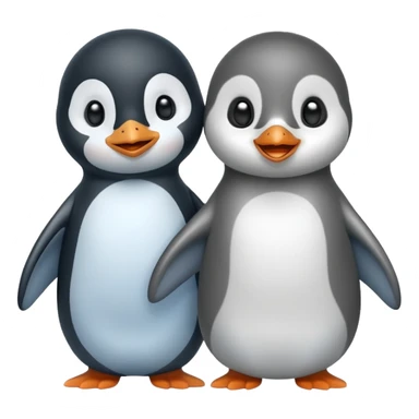 a penguin and a ringed seal in a playful fight, emoji style sticker