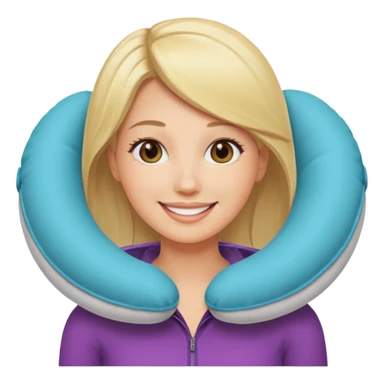 blonde woman using travel pillow  sticker