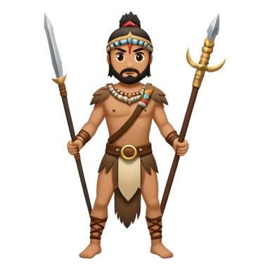 tribesman with spear and sword sticker