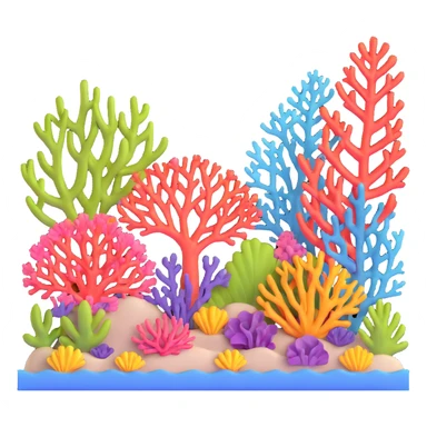 coral reef with colorful corals and sea plants sticker