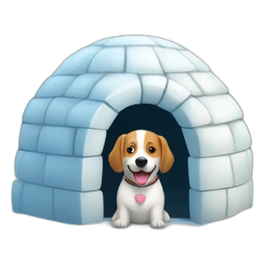 igloo with happy dog sticker