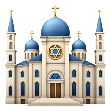 reform jewish synagogue similar in architecture to historical churches in milano (pretty and magnificent), white in color, in ios emoji style sticker