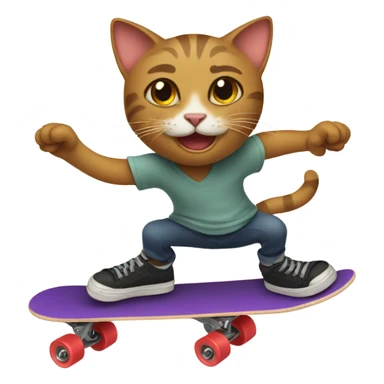 cat skateboarding sticker