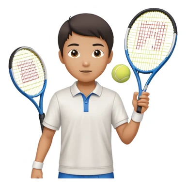 asian boy playing tennis sticker
