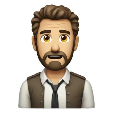 angry man with a beard and short scruffy medium brown hair wearing a buttoned shirt sticker