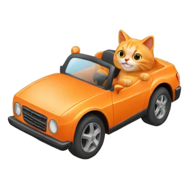 Orange cat driving a car sticker