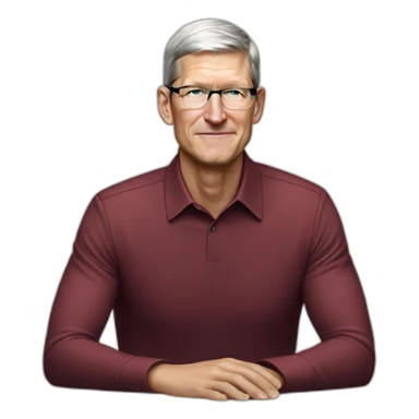 Tim Cook at desk with MacBook Pro sticker