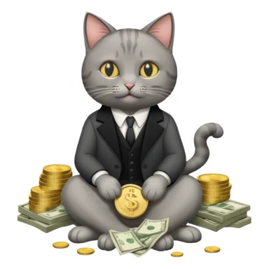 cat mafia corleone sitting on money sticker