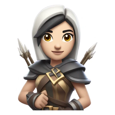 Clash royale the tower princess , white skin , black hair with bow and 3 arrows sticker