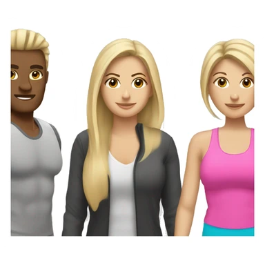 Sandy blonde hair personal trainer with two clients sticker