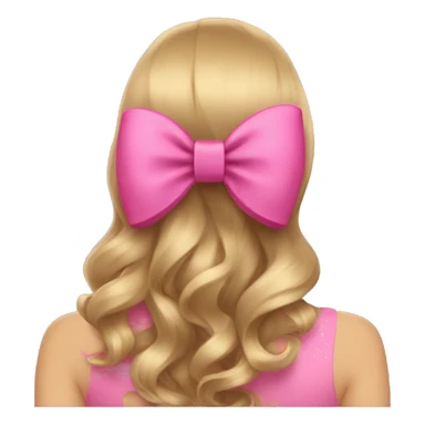 A pink bow in dark blond hair from the back  sticker