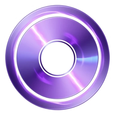 A minimalist CD disc with subtle purple flames, glowing effect sticker