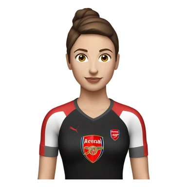 Pretty white woman with short brown hair wearing an Arsenal jersey and black leggings sticker