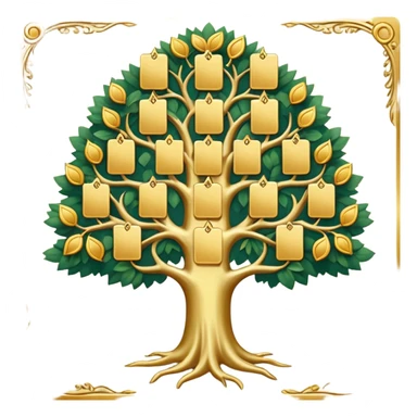 family diagram tree with gold cards sticker