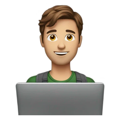 brown hair guy with laptop sticker