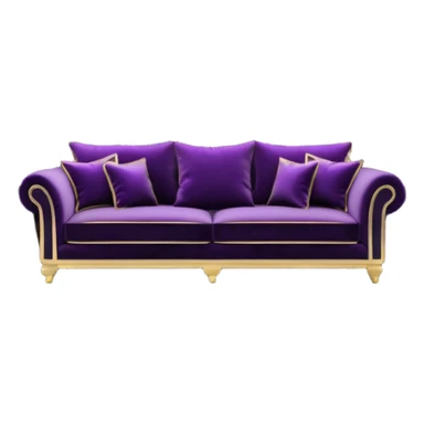 Luxurious black marble living room with gold and white accents and with a purple accented pillow  sticker