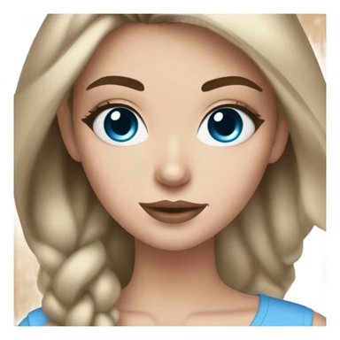 White girl with Brown hair and blue eyes and makeup kit  sticker