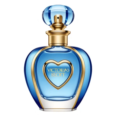 Victoria's Secret Rush perfume bottle, blue and gold, elegant sticker