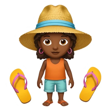 Visage.  Créole réunionnais ti jean chapeau paille savate  au pieds  sticker