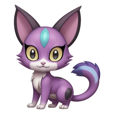Smooth Soft Dark Pastel Meloetta-Purrloin-Gatomon-Trico-Pokémon-Digimon-Fakémon-fusion-hybrid-creature sticker