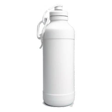 white water bottle with white lid, white handle strap sticker