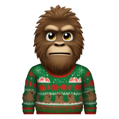 Cool Bigfoot wearing an ugly christmas sweater sticker