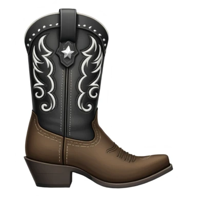 black cowboy boot with white detail sticker
