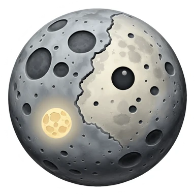 Mercury planet emoji, round, gray, heavily cratered with visible lighter plains, resembling the moon sticker