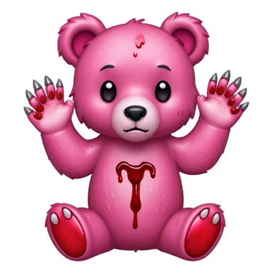 Pink gloomy bear blood with paw claw sticker