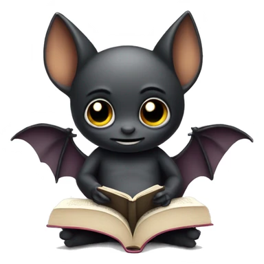 Cute bat reading a book sticker