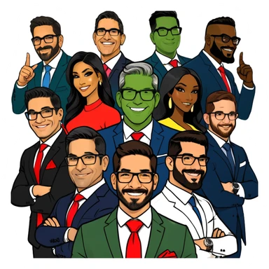 Grant Cardone, Tai Lopez, Josh King Madrid, Alex Hormozi, Iman Gadzhi, Daniel G, Branden Condy, Patrick Bet-David, Dan Henry, Luke Belmar, Shelby Sapp, Leila Hormozi, Tefi Valenzuela, business, influencers, friends, rich millionaire success lifestyle, private jet , supercars, success, sales sticker