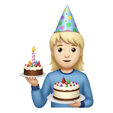 party hatted boy with long hair sticker