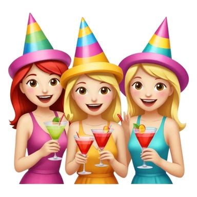 Bachelorette party of 7 girls having fun and drinking cocktails in sunny weather sticker