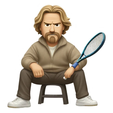 Big Lebowski playing tennis in Pendleton sweater from the movie sticker