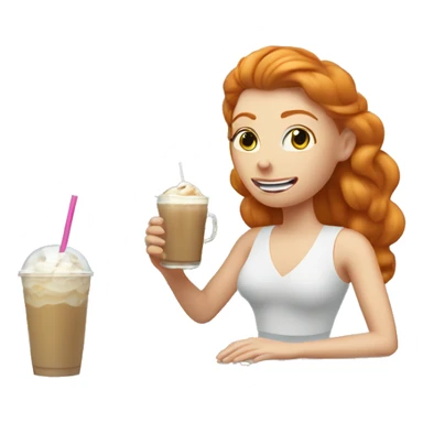 Ginger pilates princess drinking iced latte sticker