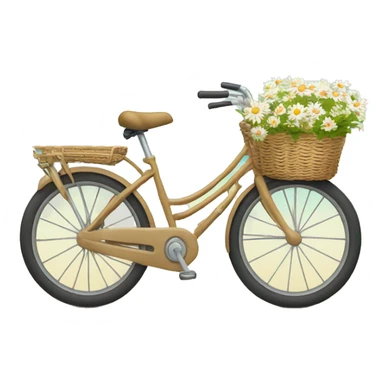 Beach bicycle with front basket with daisies  sticker